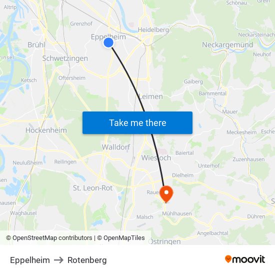 Eppelheim to Rotenberg map