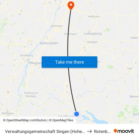 Verwaltungsgemeinschaft Singen (Hohentwiel) to Rotenberg map