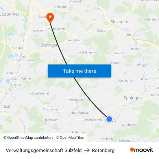 Verwaltungsgemeinschaft Sulzfeld to Rotenberg map