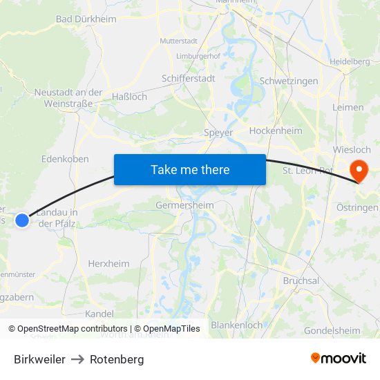 Birkweiler to Rotenberg map