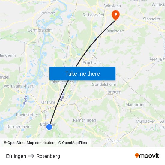 Ettlingen to Rotenberg map
