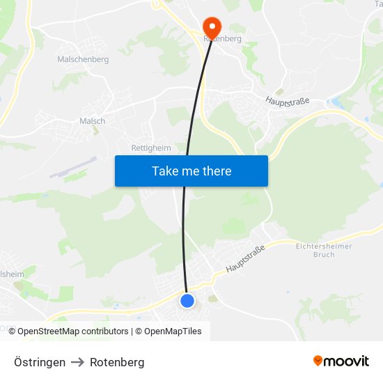 Östringen to Rotenberg map