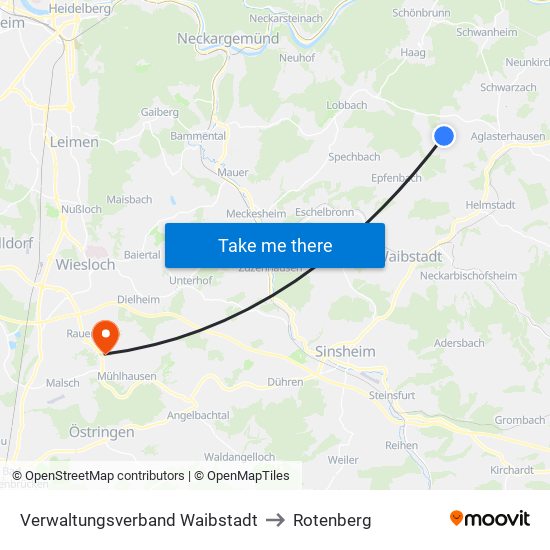 Verwaltungsverband Waibstadt to Rotenberg map