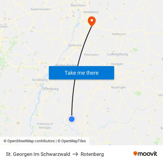 St. Georgen Im Schwarzwald to Rotenberg map