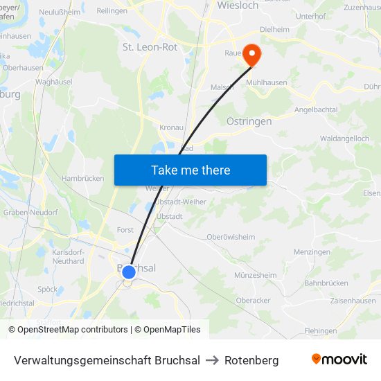 Verwaltungsgemeinschaft Bruchsal to Rotenberg map