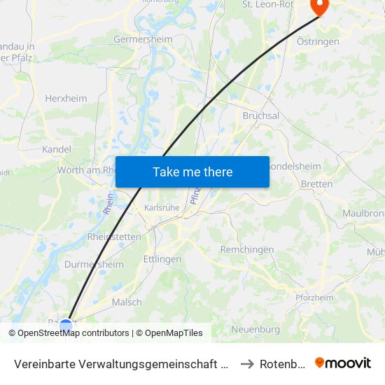 Vereinbarte Verwaltungsgemeinschaft Rastatt to Rotenberg map