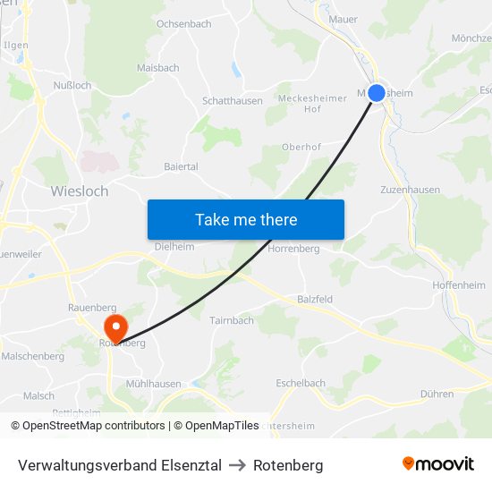 Verwaltungsverband Elsenztal to Rotenberg map
