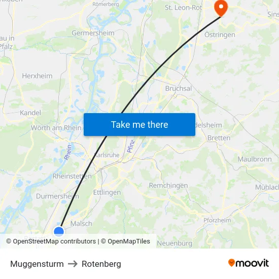 Muggensturm to Rotenberg map