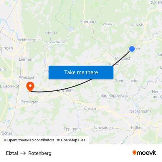 Elztal to Rotenberg map