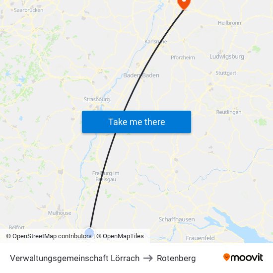 Verwaltungsgemeinschaft Lörrach to Rotenberg map