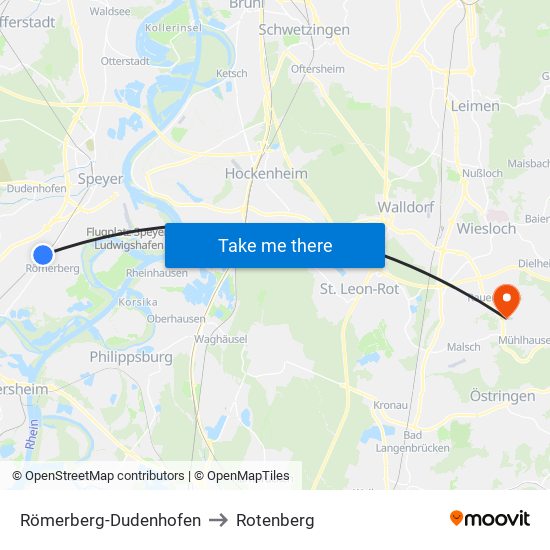 Römerberg-Dudenhofen to Rotenberg map