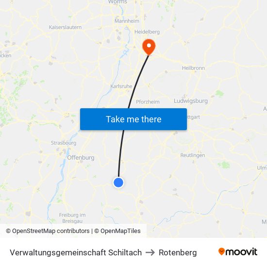 Verwaltungsgemeinschaft Schiltach to Rotenberg map