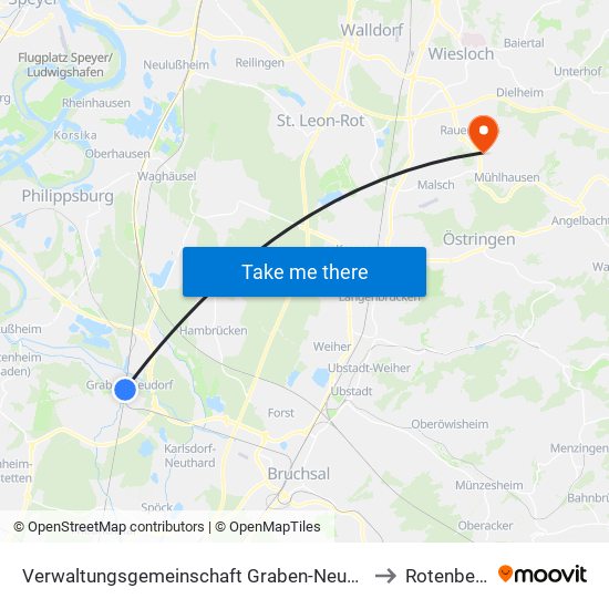 Verwaltungsgemeinschaft Graben-Neudorf to Rotenberg map