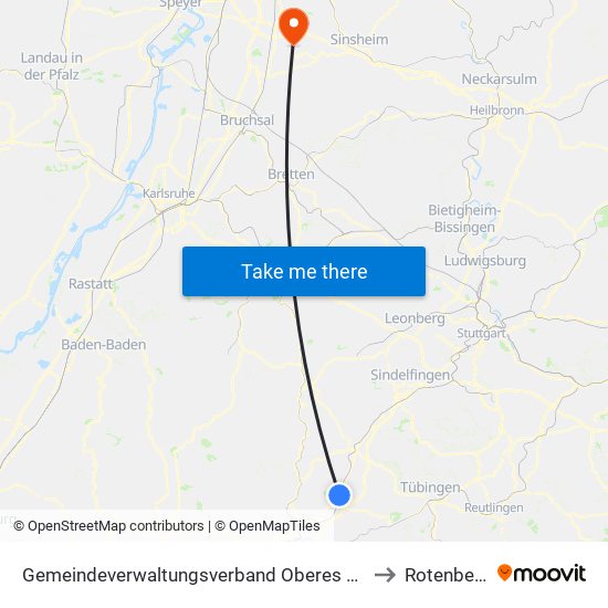 Gemeindeverwaltungsverband Oberes Gäu to Rotenberg map