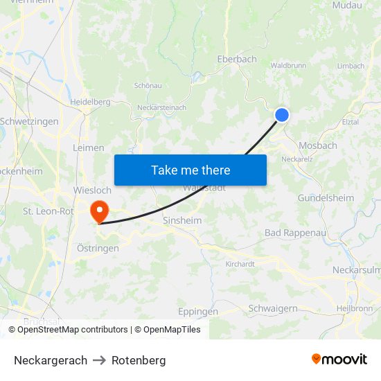 Neckargerach to Rotenberg map
