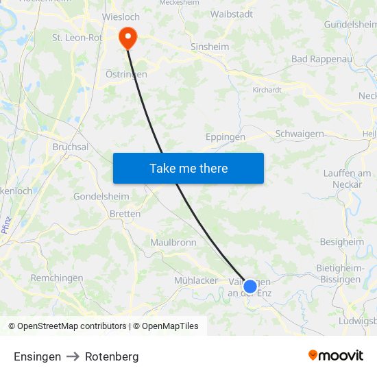 Ensingen to Rotenberg map