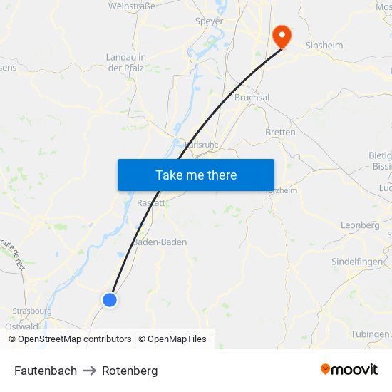 Fautenbach to Rotenberg map
