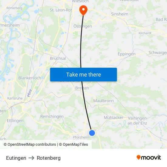 Eutingen to Rotenberg map