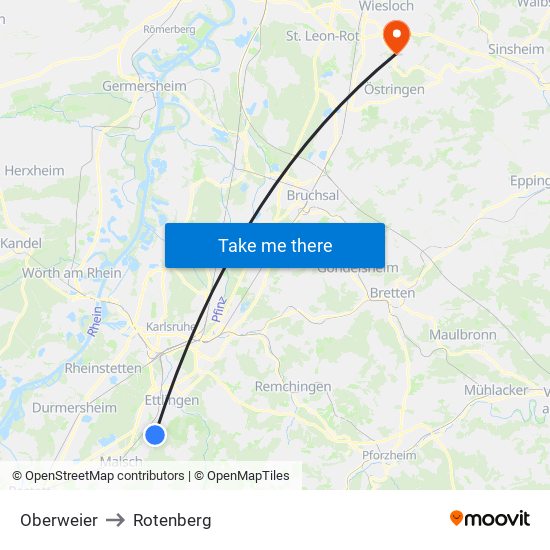 Oberweier to Rotenberg map