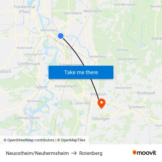 Neuostheim/Neuhermsheim to Rotenberg map