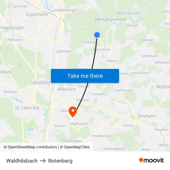 Waldhilsbach to Rotenberg map