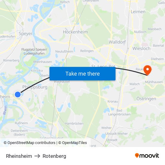 Rheinsheim to Rotenberg map