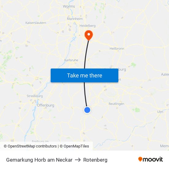 Gemarkung Horb am Neckar to Rotenberg map