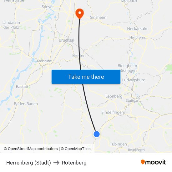 Herrenberg (Stadt) to Rotenberg map