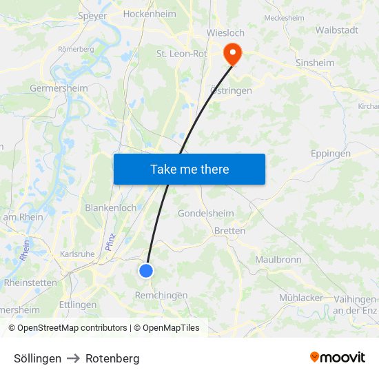 Söllingen to Rotenberg map