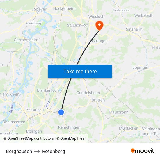 Berghausen to Rotenberg map