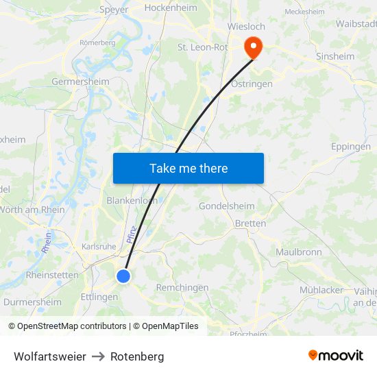 Wolfartsweier to Rotenberg map