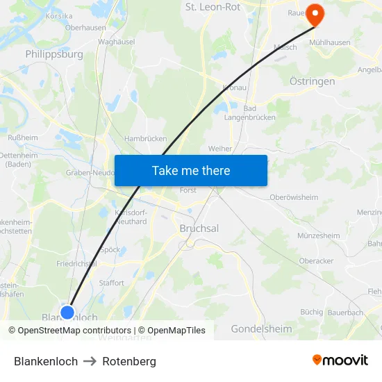 Blankenloch to Rotenberg map