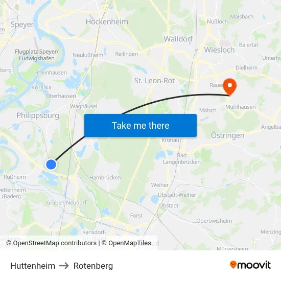 Huttenheim to Rotenberg map