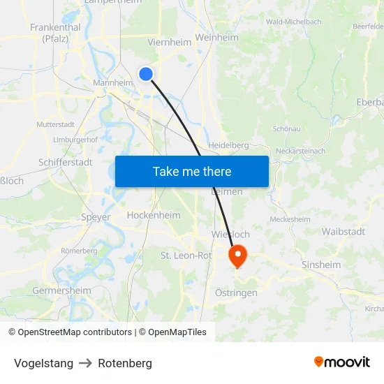 Vogelstang to Rotenberg map