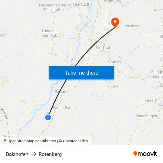 Balzhofen to Rotenberg map