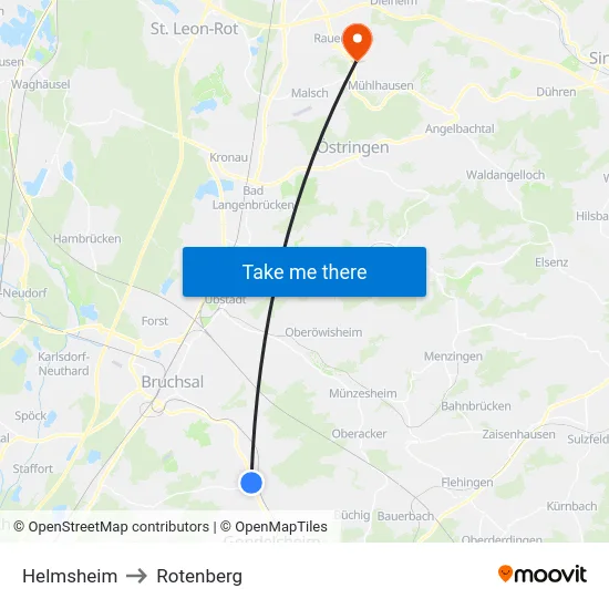 Helmsheim to Rotenberg map