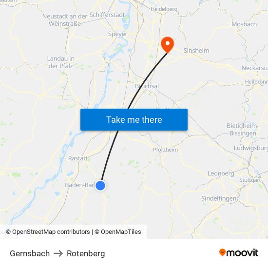 Gernsbach to Rotenberg map