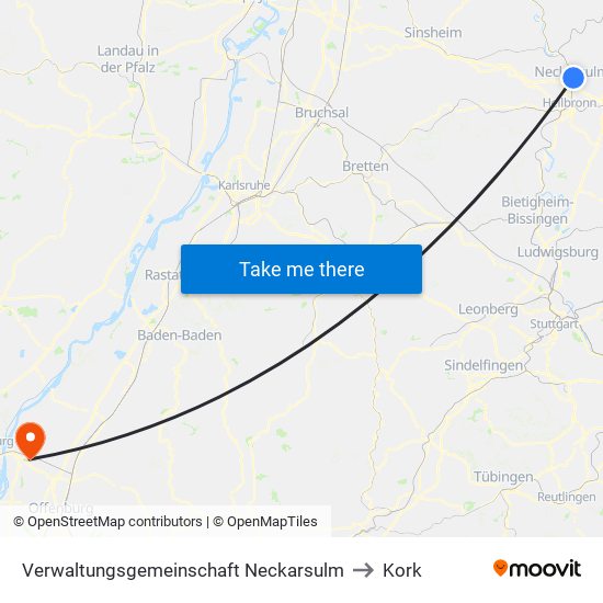 Verwaltungsgemeinschaft Neckarsulm to Kork map