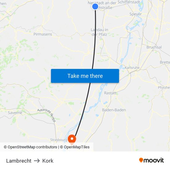 Lambrecht to Kork map