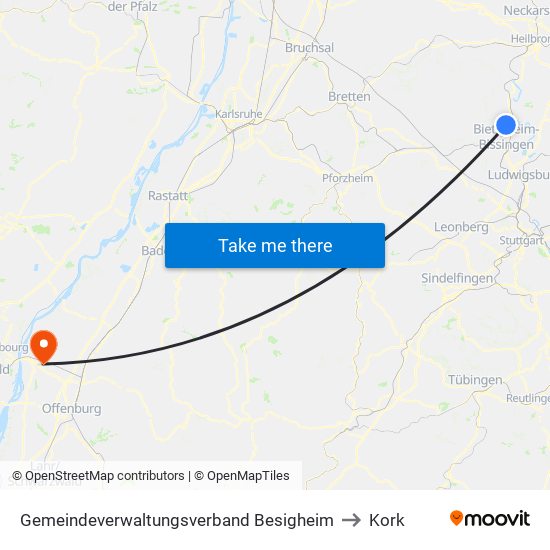 Gemeindeverwaltungsverband Besigheim to Kork map