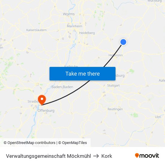 Verwaltungsgemeinschaft Möckmühl to Kork map