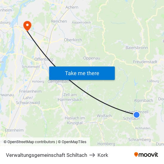 Verwaltungsgemeinschaft Schiltach to Kork map