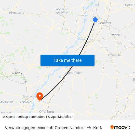 Verwaltungsgemeinschaft Graben-Neudorf to Kork map