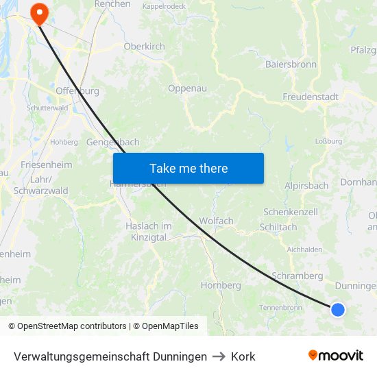 Verwaltungsgemeinschaft Dunningen to Kork map
