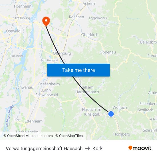 Verwaltungsgemeinschaft Hausach to Kork map