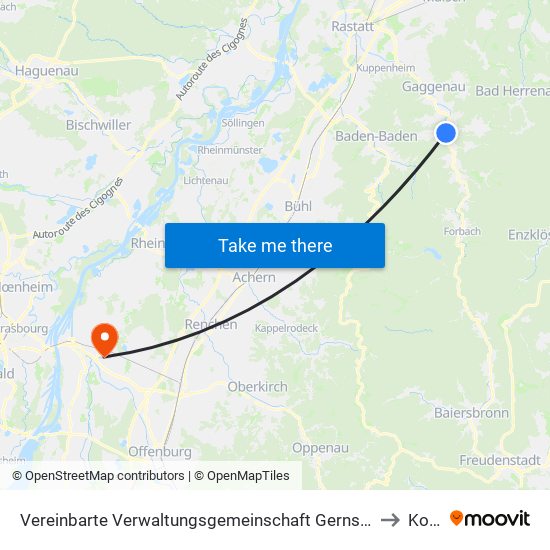 Vereinbarte Verwaltungsgemeinschaft Gernsbach to Kork map