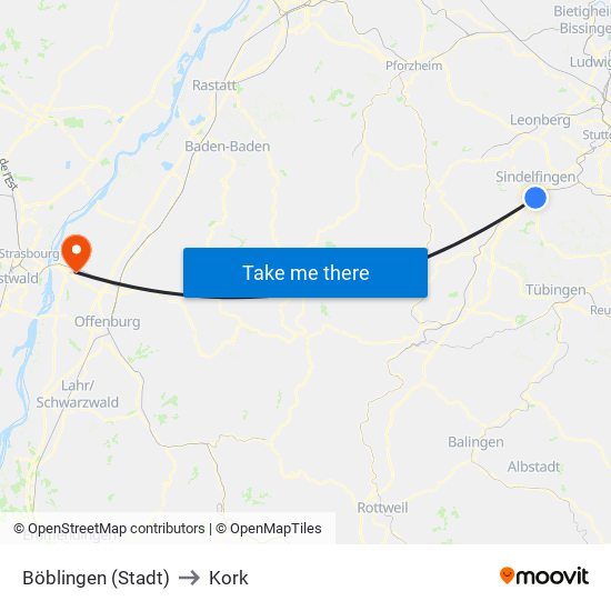 Böblingen (Stadt) to Kork map