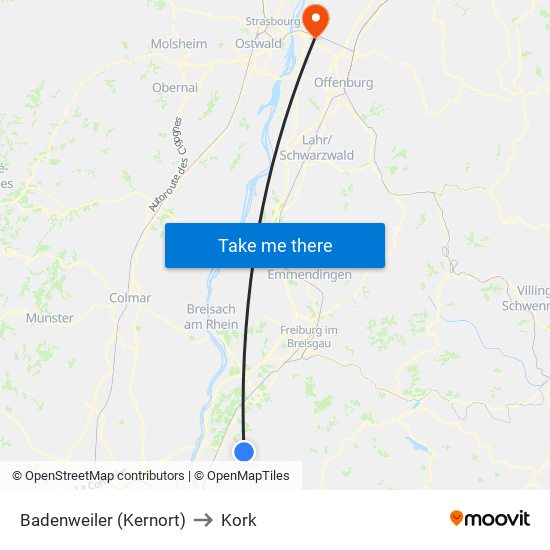 Badenweiler (Kernort) to Kork map