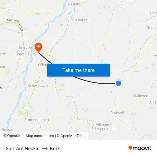 Sulz Am Neckar to Kork map