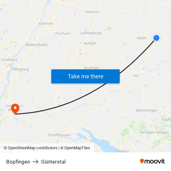 Bopfingen to Günterstal map